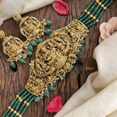 Vriksham Five Layer Jadau Kundan Lakshmi High Neck Choker-Green Bead-J3003